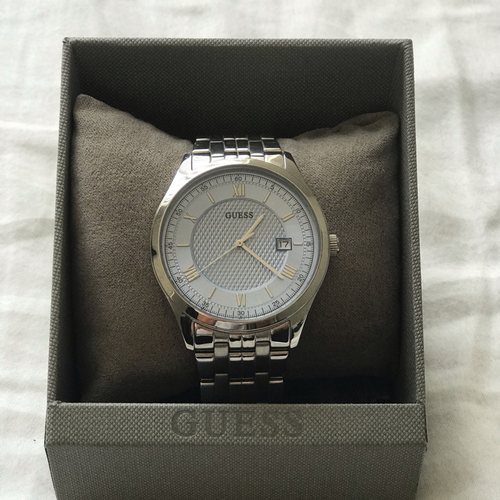 Guess Stainless steel watch with sky blue dial